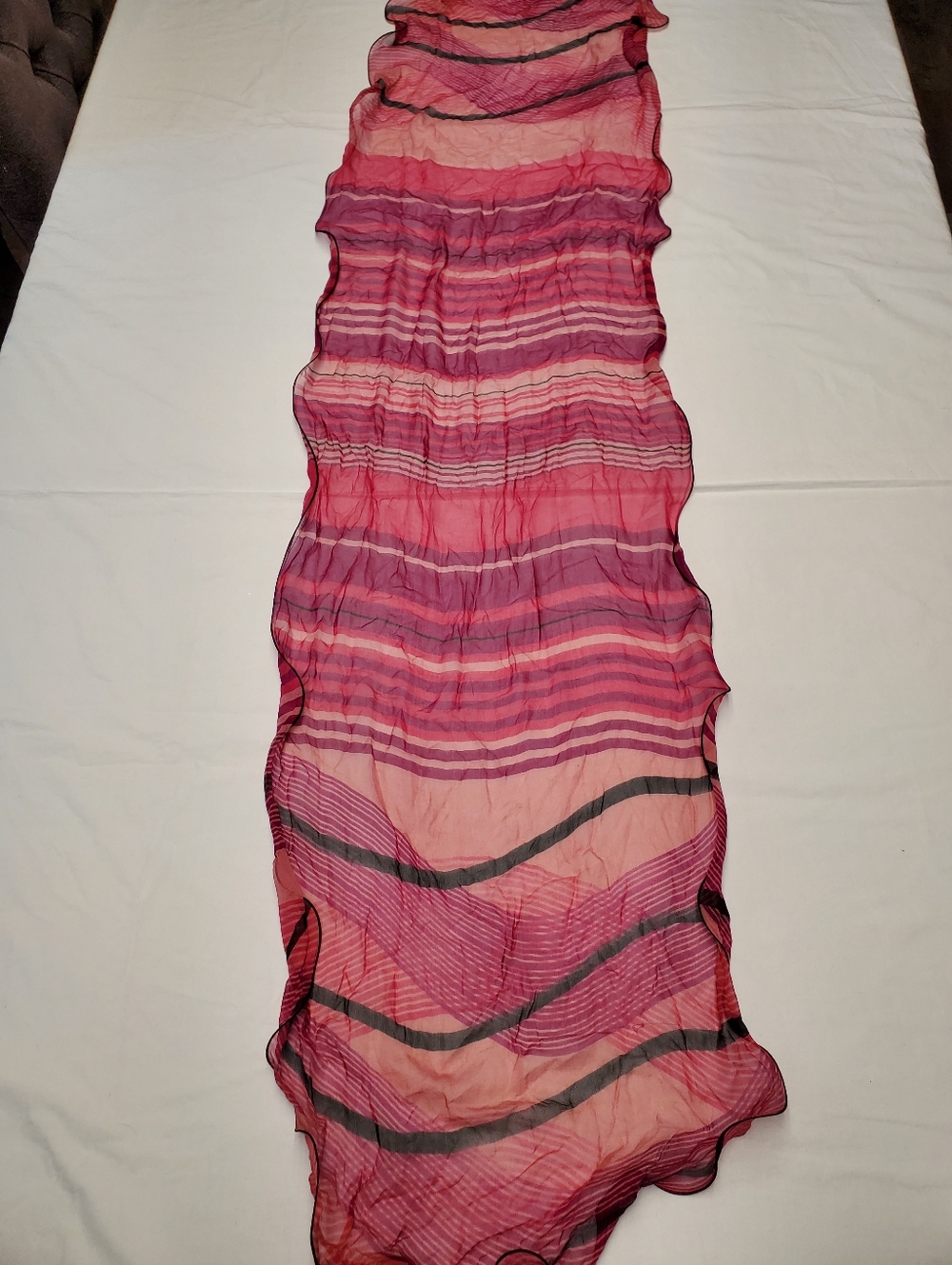 Sheer Pink Ombre Striped Scarf Lightweight Chiffon Wrap Shawl Beach Cover Up